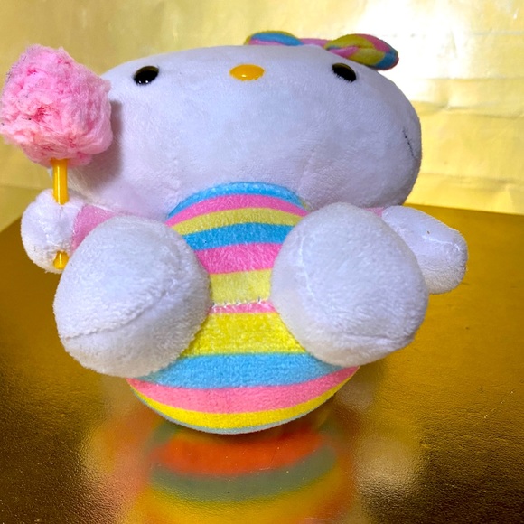 HELLO KITTY TY VTG 2015 FLORA PASTEL RAINBOW KITTY HOLDING COTTON CANDY PLUSH 6” - Picture 4 of 13